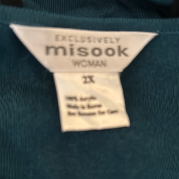 EXCLUSIVELY Misook Woman 2 PC Teal Knit Cardigan Jacket Top SET 2X - Picture 4 of 8